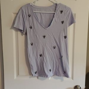 Embellished light blue T-shirt